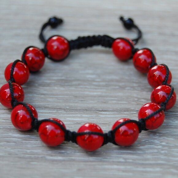 Tibetan Shamballa Style Bracelet,Large 10mm Beads,Drawstring Bracelet - Picture 1 of 2